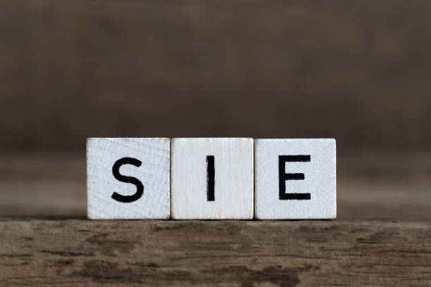 istock German word she, written in cubes 678512800
