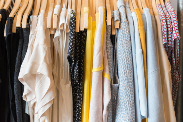 istock Clothing on hangers 678513172