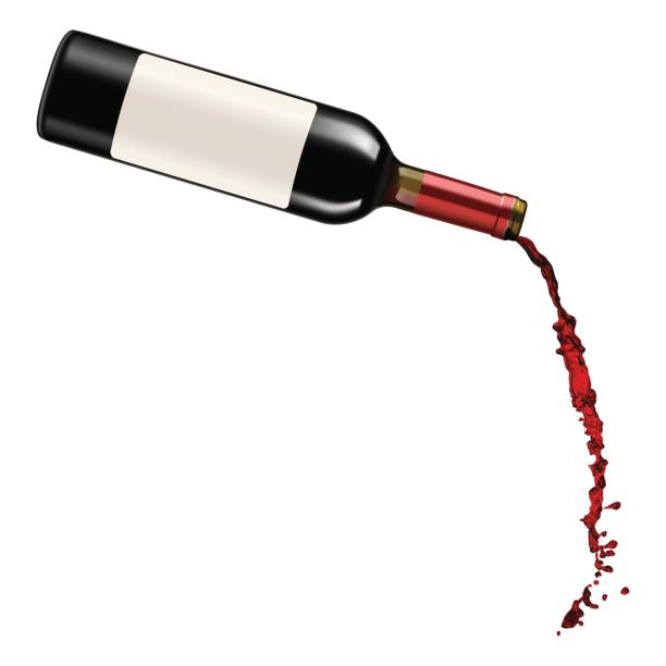 wylewanie czerwonego wina - glass bar relaxation red stock illustrations