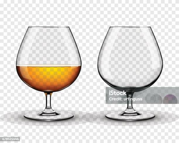 Two Brandy Glasses Isolated On Transparent Background Stock Illustration - Download Image Now
