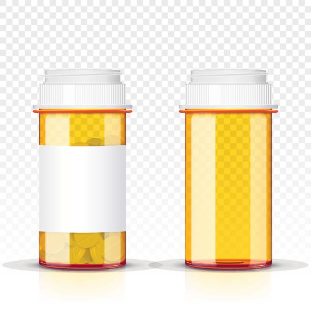 illustrations, cliparts, dessins animés et icônes de bouteille de pilules isolé sur fond transparent - pill bottle