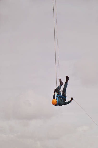istock Height rescue squad. Member of height rescue squad 678525886
