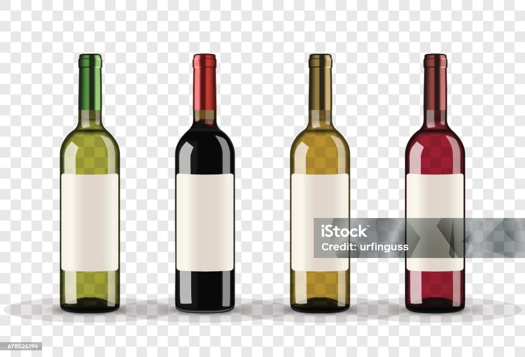 Set of wine bottles isolated on transparent background - Royalty-free Garrafa de Vinho arte vetorial