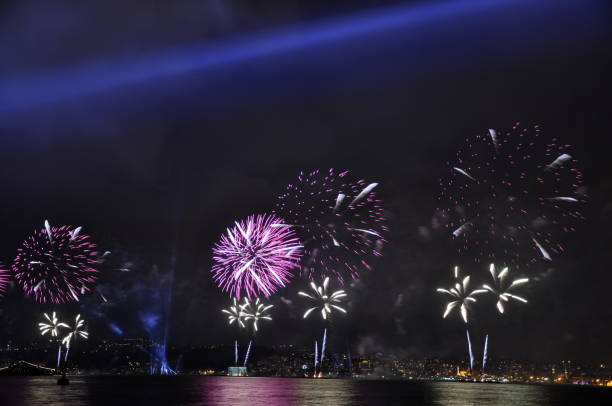 istock Fireworks in Istanbul Turkey - holiday background 678532692