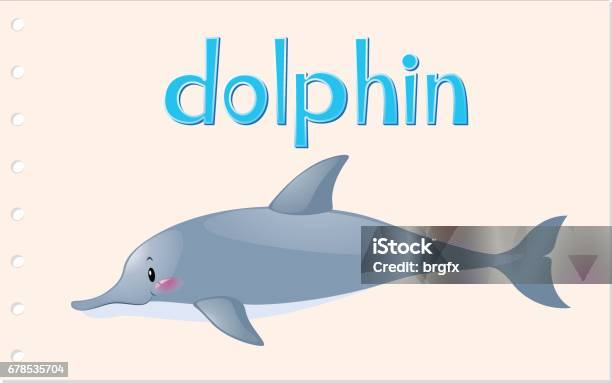 Animal Wordcard For Wild Dolphin Stock Illustration - Download Image Now - Animal, Animal Wildlife, Art