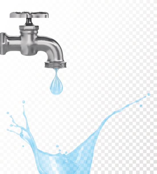 illustrations, cliparts, dessins animés et icônes de illustration des chutes d’eau du robinet - splashing water drop white background