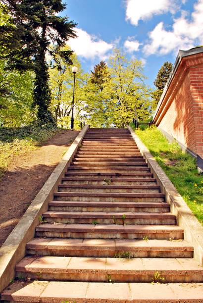istock Park. Stairs in the park 678544244