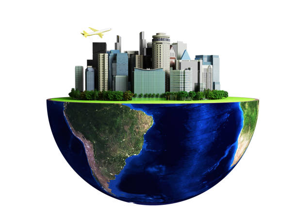istock Urbanization concept with globe and city 678545144
