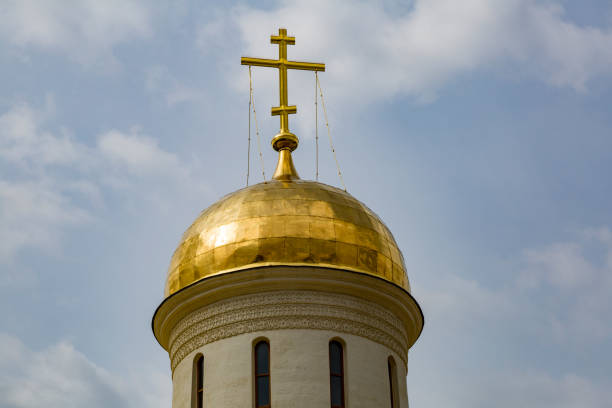 SERGIEV POSAD, RUSSIA - APRIL 26, 2017: Architecture of the ensemble of orthodox buildings of the Holy Trinity Saint-Sergius Lavra