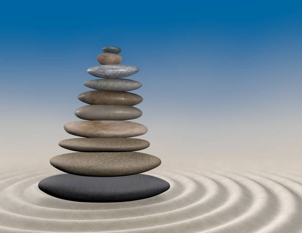 istock Zen garden background with pebbles on sand. 678556486