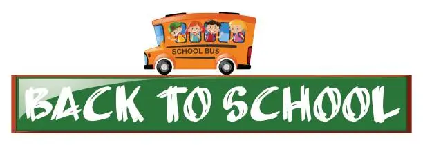 Vector illustration of Back to school theme with children on school bus