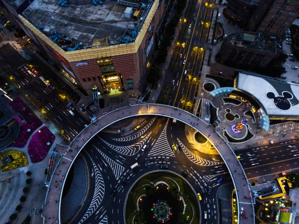 istock Shanghai night aerial view 678577682