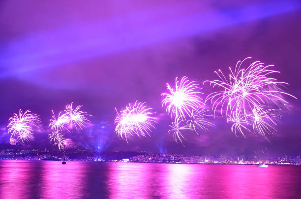 istock Fireworks in Istanbul Turkey - holiday background 678580524