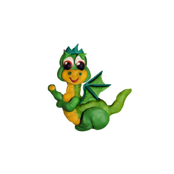 istock Plasticine  Dragon 3D sculpture on white background 678583584