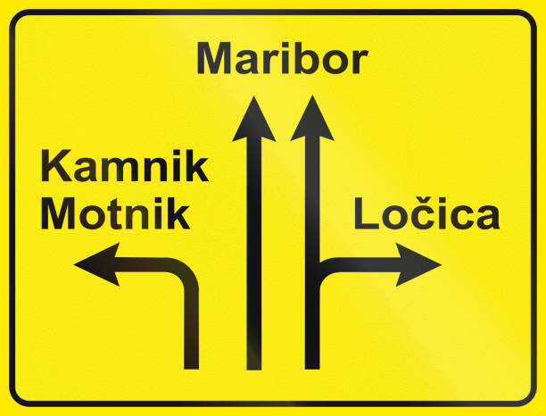 istock Slovenian road sign - Direction table with town names 678584818