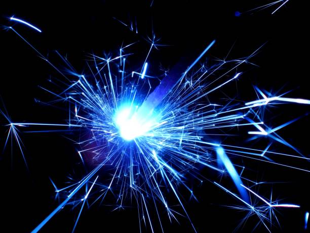 istock Bright sparklers on black background closeup 678587140