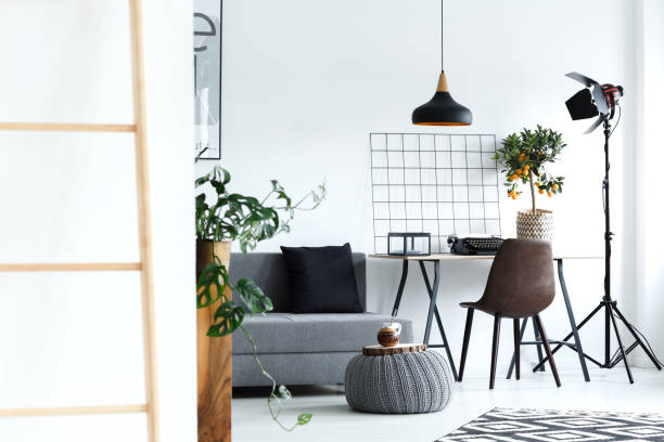 istock White, minimalist living room 678588392