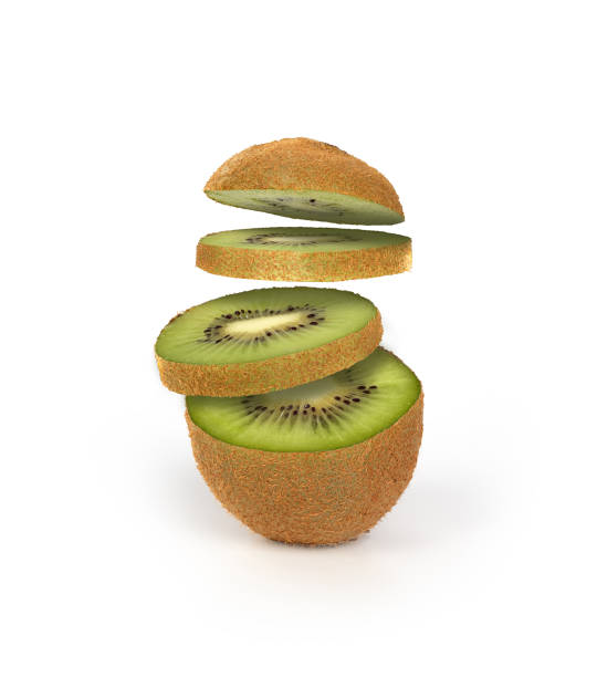 sliced kiwi on a white background