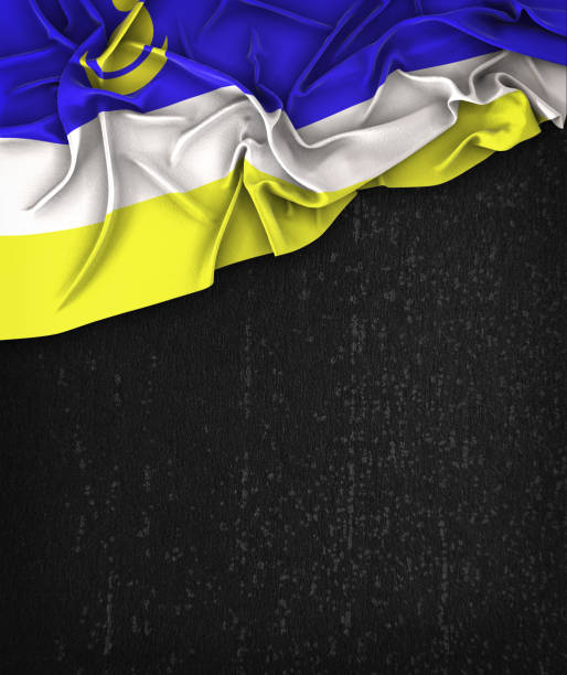istock Buryatia Flag Vintage on a Grunge Black Chalkboard With Space For Text 678596174