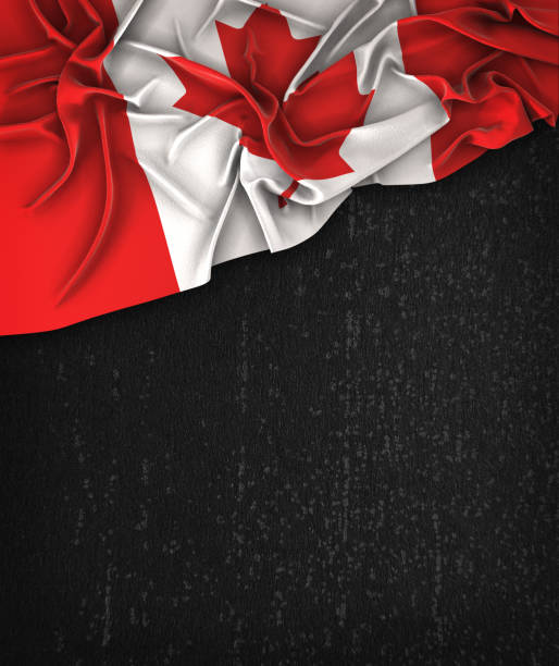 istock Canada Flag Vintage on a Grunge Black Chalkboard With Space For Text 678596634