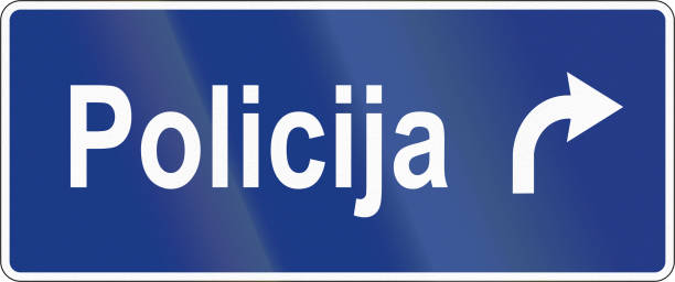 istock Slovenian road sign - Police station direction 678601272
