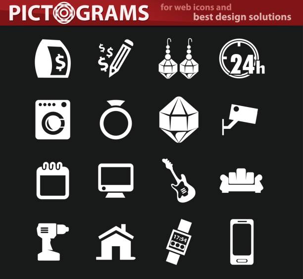 Pawnshop icons set Pawnshop vector icons for user interface design blue ridge mountains vector stock illustrations