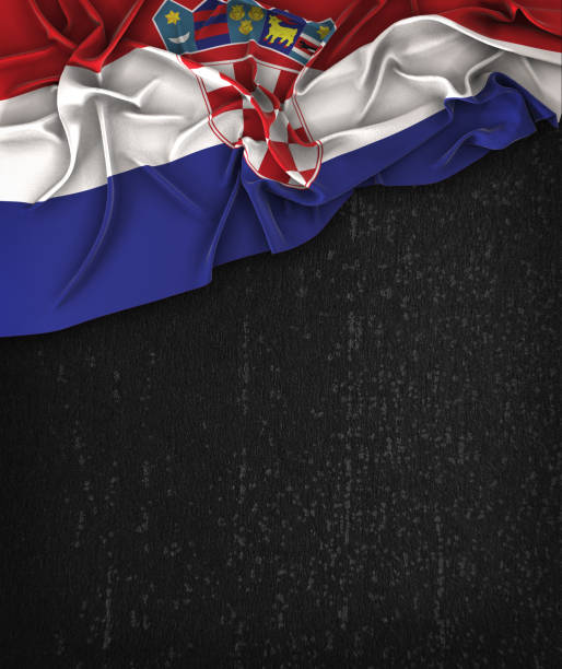 istock Croatia Flag Vintage on a Grunge Black Chalkboard With Space For Text 678603012