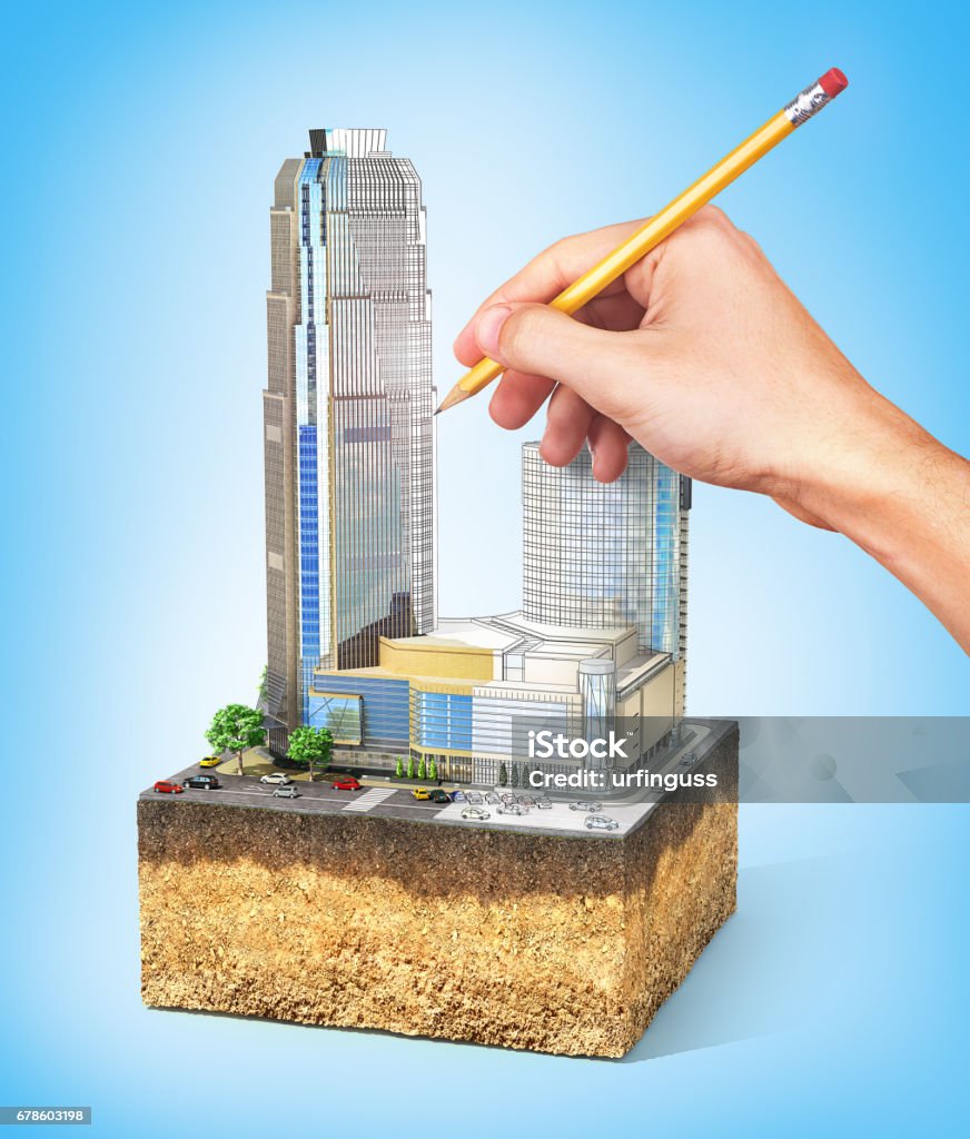 Khái Niệm Thành Phố Các Tòa Nhà Chọc Trời Kinh Doanh Vẽ Bằng Tay ...