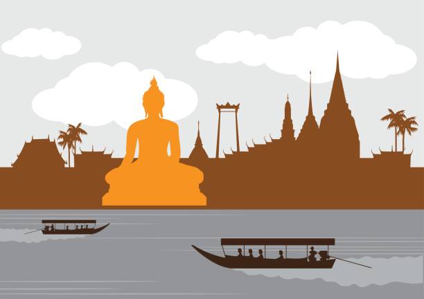 thailand landmark and travel place,temple. hailand landmark and travel place,temple,background. abstract asia backgrounds bangkok stock illustrations