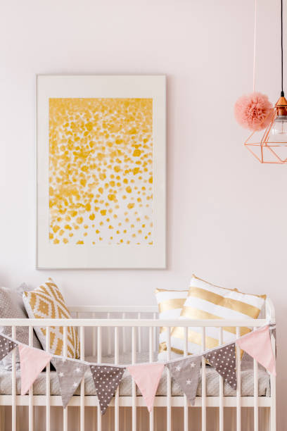 istock Newborn bedroom with white cot 678605886