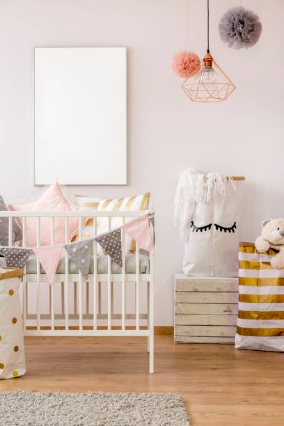 istock Scandi toddler bedroom with cot 678605890