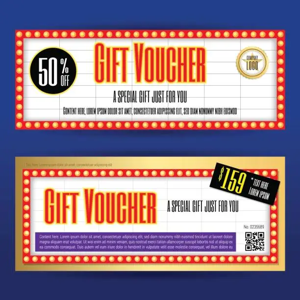 Vector illustration of Movie ticket sign theme gift voucher or gift coupon template