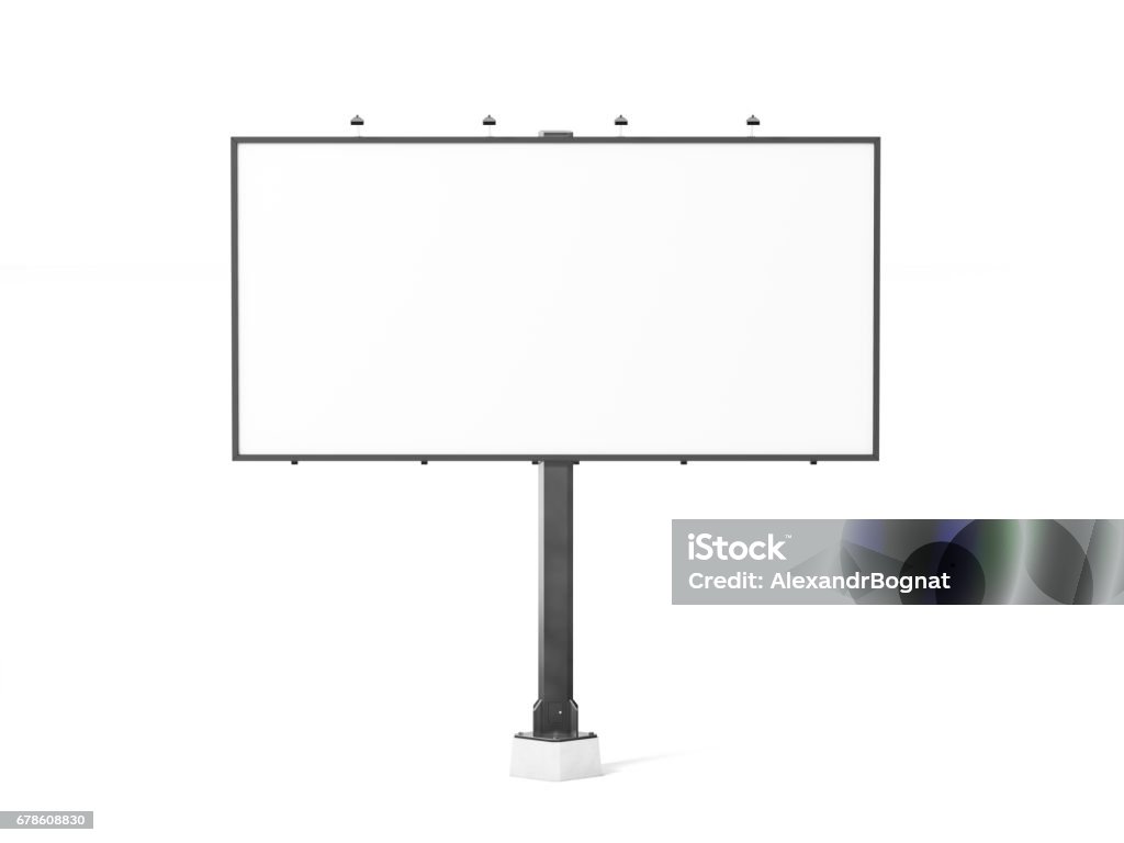 Blank white banner mockup on black city billboard Blank white banner mockup on black city billboard, 3d rendering. Empty bill board mock up isolated. Clear canvas template on sity street sign. Large outdoor poster screen. Big cityboard signage stand. Billboard Stock Photo