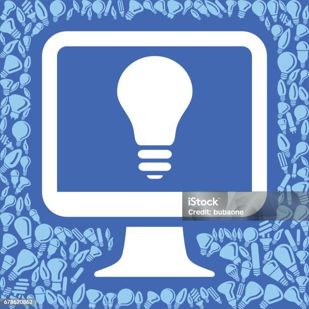 Computer Vector Light Blue Computer Monitor Light Bulb Blue Vector Background Pattern Stock ...