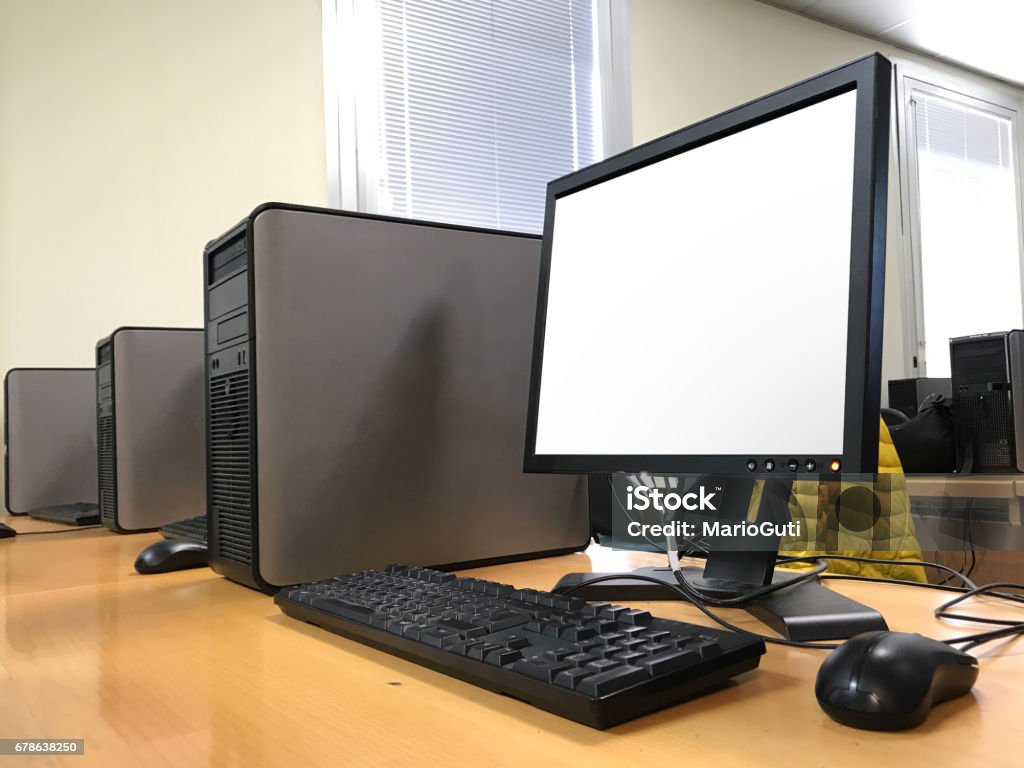Computer Rowls Computers In Rows Stock Photo - Download Image Now - Absence ...