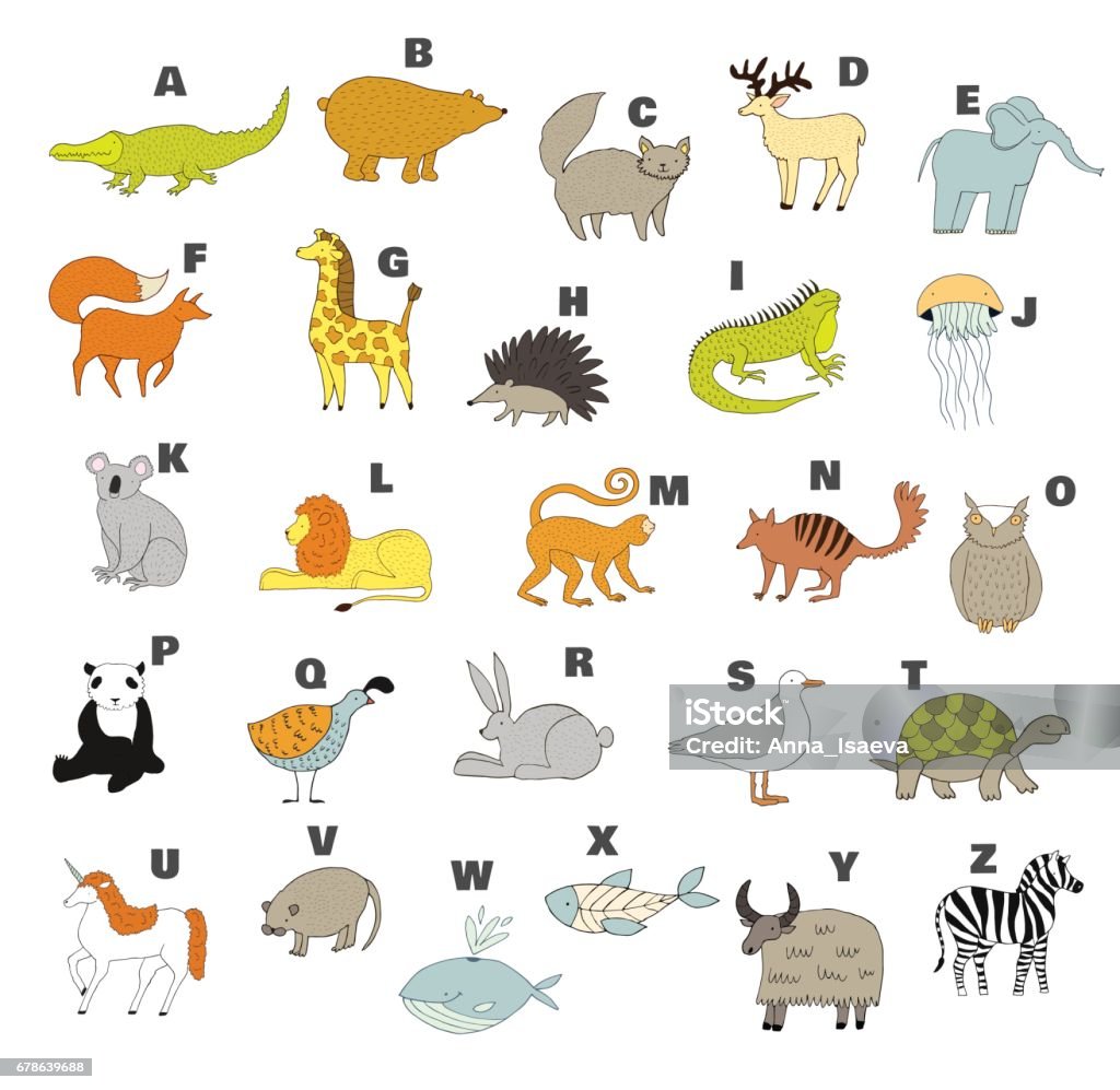 Animals Alphabet Stock Illustration - Download Image Now - Animal,  Alligator, Alphabet - iStock