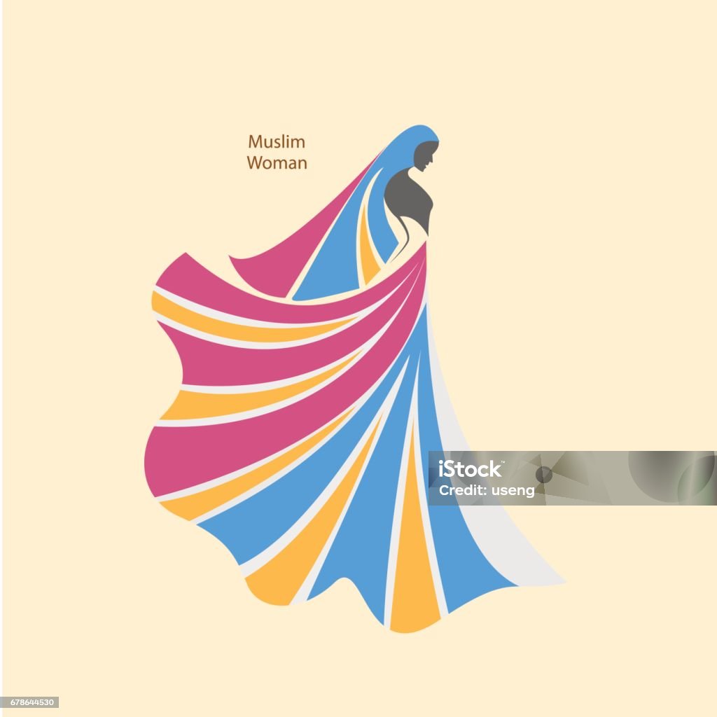 Arabic hijab for beautiful woman Islam logo design Logo stock vector