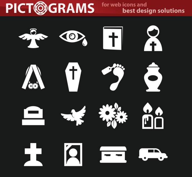 Funeral service icons set Funeral service vector icons for user interface design funeral home logo stock illustrations