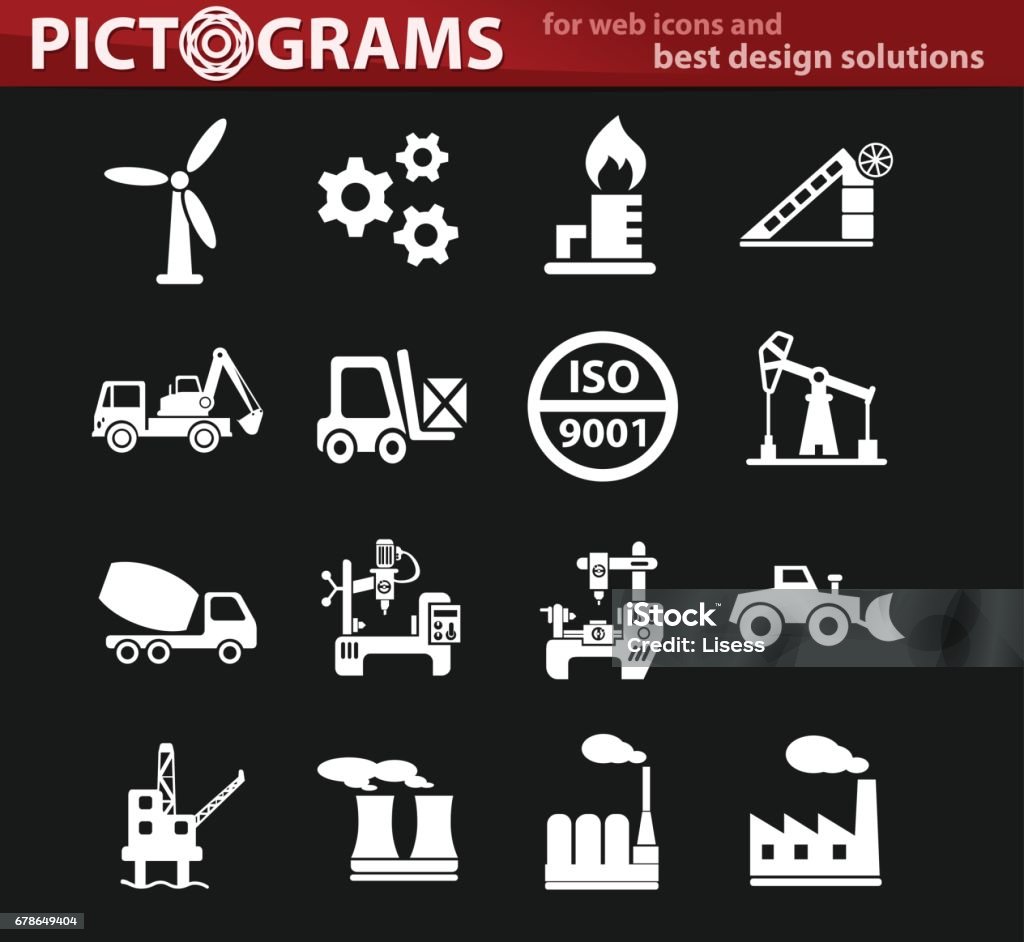 industry icon set industry vector icons for user interface design Backhoe stock vector