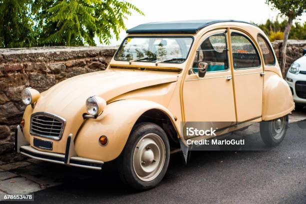 Old Yellow Car Stock Photo - Download Image Now - Car, French Culture, Absence