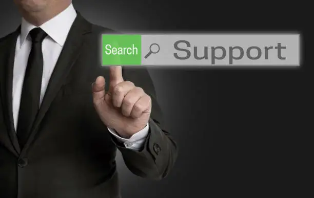 Support browser is operated by businessman concept.