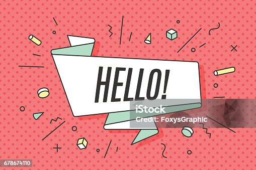 istock Ribbon banner with text Hello 678674110