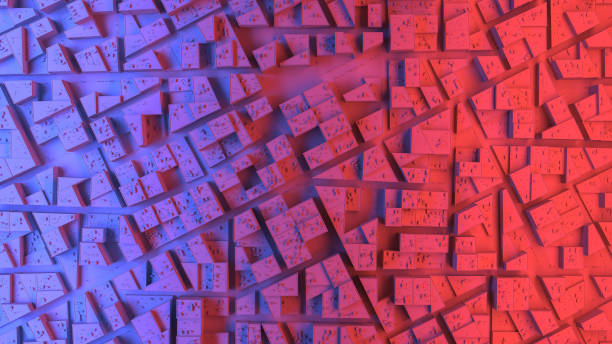 istock City sacpe in red and blue highlights. 3d rendering 678678810