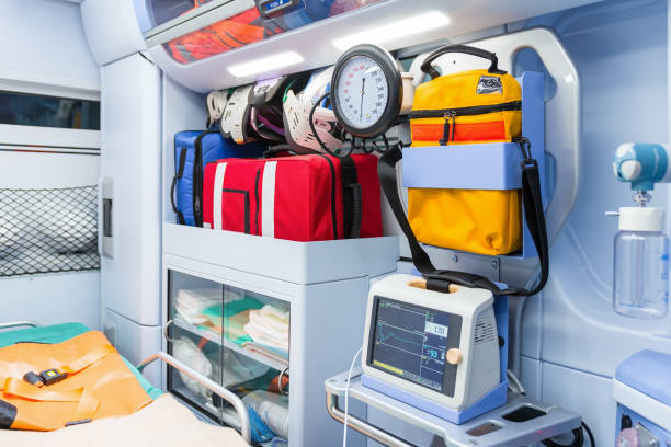 Inside the ambulance stock photo