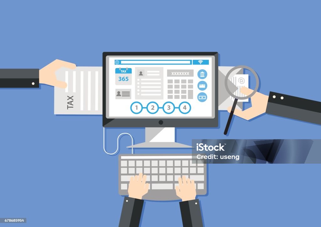 Tax payment online. flat design elements.illustratio Electronics Industry stock vector