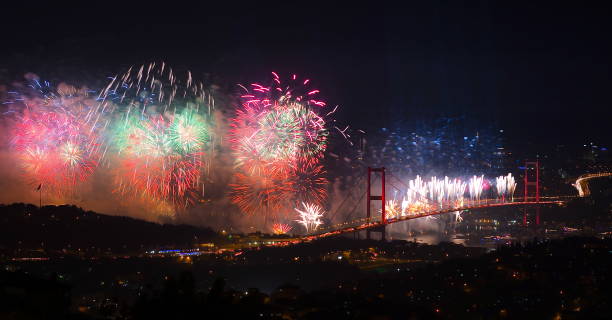 istock Fireworks in Istanbul Turkey - holiday background 678689868