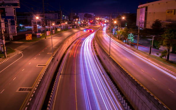 istock The road and the line lights beautiful car 678695530