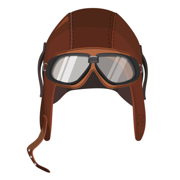 braune cabriohaube mit brille isoliert auf weiss - aviator glasses stock-grafiken, -clipart, -cartoons und -symbole