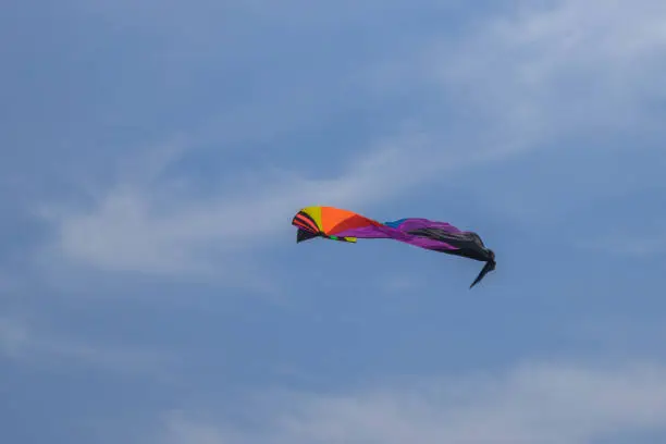 Photo of Rainbow Delta Kite Isolated on White with Clipping Path