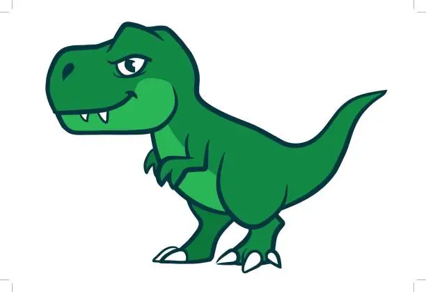 Vector illustration of Cute cartoon green t-rex